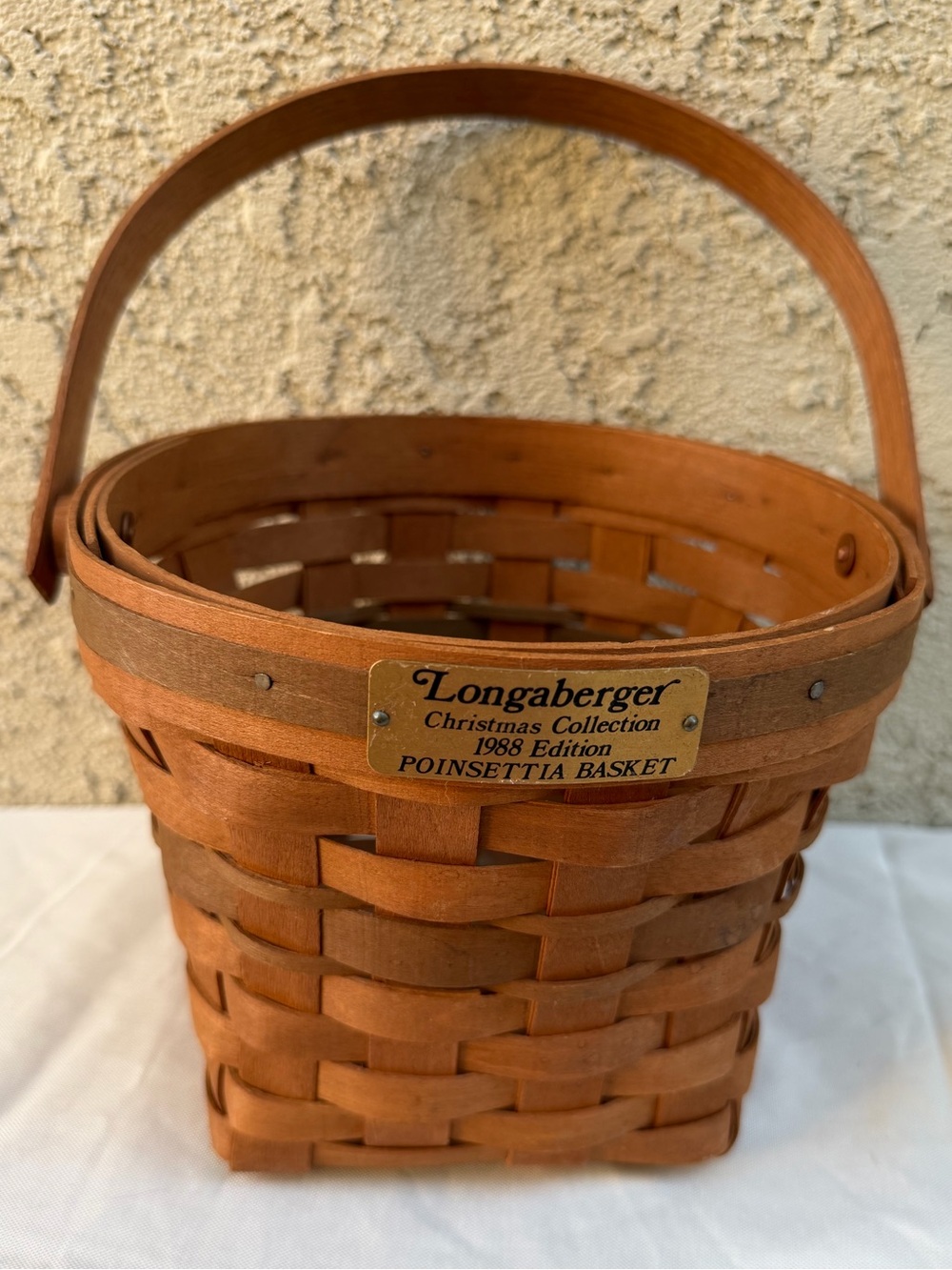 Vintage Longaberger Christmas Collection Basket 1988 Edition Poinsettia Handle